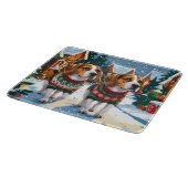 Beagle Dogs Christmas Snow Holiday Snijplank (Hoek)