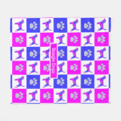 Beagle Dogs Dog & Paw Hot Pink en Blue Fleece Deken (Voorkant (Horizontaal))