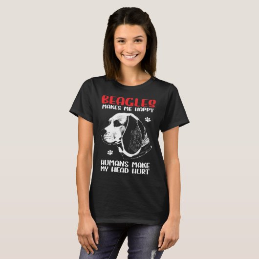 Beagle Dogs Makes Me Happy Beagle T-shirt (Voorkant volledig)