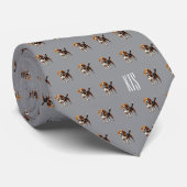 Beagle Dogs Patroon Monogrammed Dierenarts Stropdas (Opgerold)