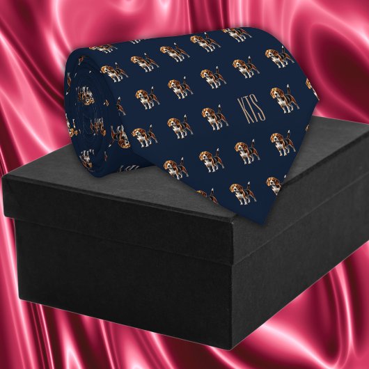 Beagle Dogs Patroon Monogrammed Dierenarts Stropdas