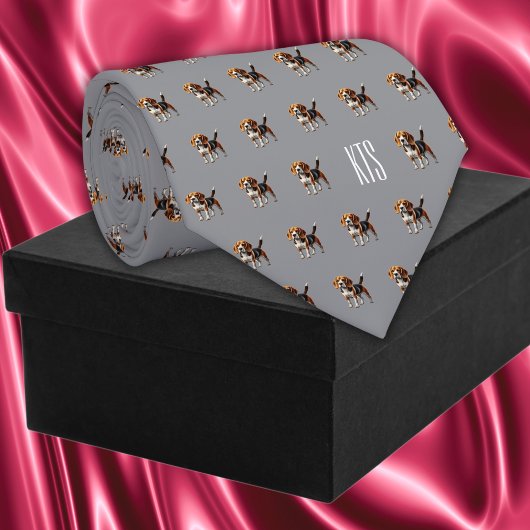 Beagle Dogs Patroon Monogrammed Dierenarts Stropdas