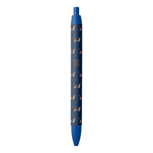 Beagle Dogs Pattern Monogrammed Pen (Voorkant Verticaal)