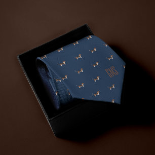 Beagle Dogs Pattern Monogrammed Stropdas