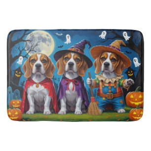 Beagle Dogs Pumpkin Halloween Grappig Badmat
