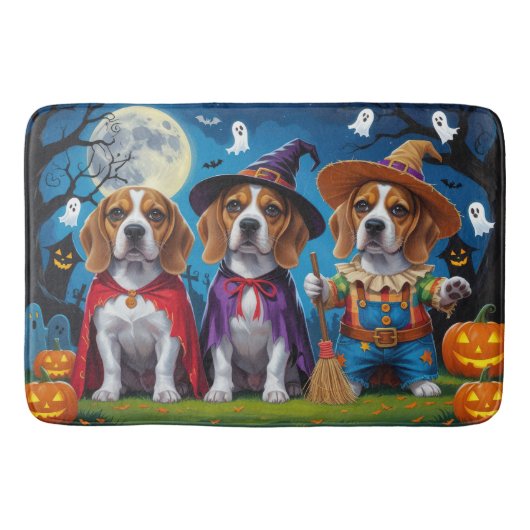 Beagle Dogs Pumpkin Halloween Grappig Badmat (Voorkant)