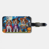 Beagle Dogs Pumpkin Halloween Grappig Bagagelabel (Achterkant horizontaal)