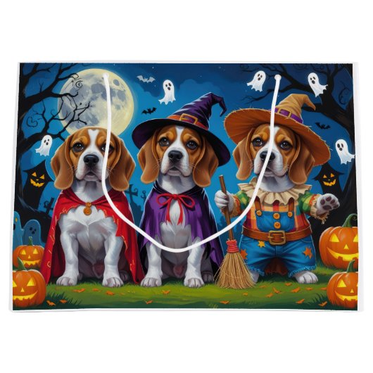 Beagle Dogs Pumpkin Halloween Grappig Groot Cadeauzakje (Voorkant)