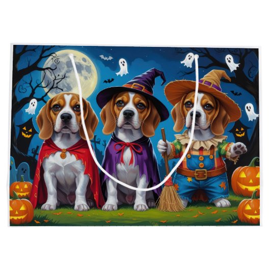 Beagle Dogs Pumpkin Halloween Grappig Groot Cadeauzakje (Achterkant)