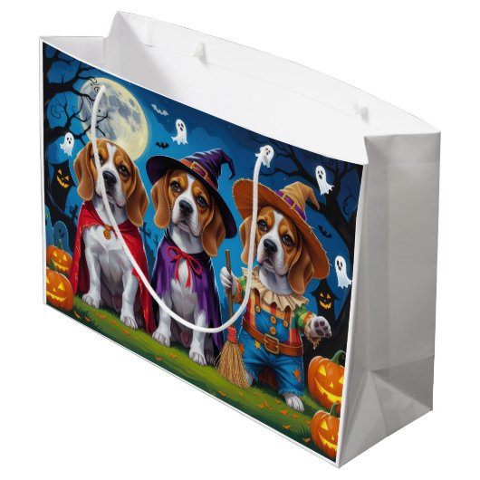 Beagle Dogs Pumpkin Halloween Grappig Groot Cadeauzakje (Achterkant Gekanteld)