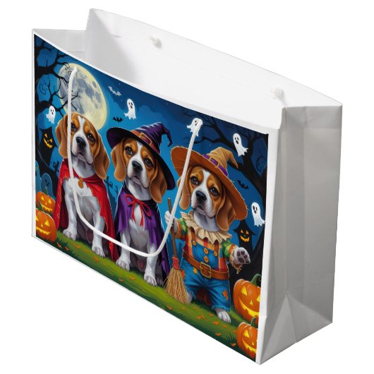 Beagle Dogs Pumpkin Halloween Grappig Groot Cadeauzakje (Voorkant Gekanteld)