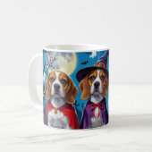Beagle Dogs Pumpkin Halloween Grappig Koffiemok (Voorkant links)