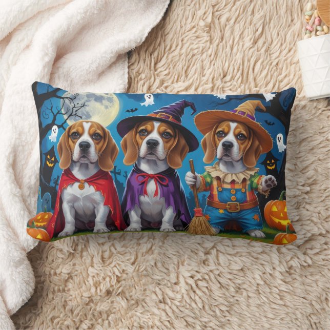 Beagle Dogs Pumpkin Halloween Grappig Kussen (Deken)