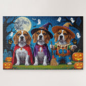Beagle Dogs Pumpkin Halloween Grappig Legpuzzel (Horizontaal)