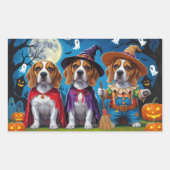 Beagle Dogs Pumpkin Halloween Grappig Rechthoekige Sticker (Voorkant)