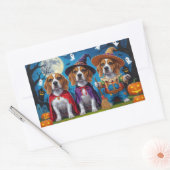 Beagle Dogs Pumpkin Halloween Grappig Rechthoekige Sticker (Envelop)