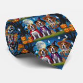 Beagle Dogs Pumpkin Halloween Grappig Stropdas (Opgerold)