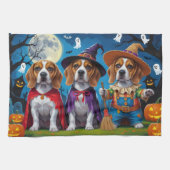 Beagle Dogs Pumpkin Halloween Grappig Theedoek (Horizontaal)