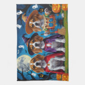 Beagle Dogs Pumpkin Halloween Grappig Theedoek (Verticaal)