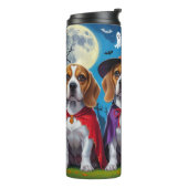 Beagle Dogs Pumpkin Halloween Grappig Thermosbeker (Gedraaid links)
