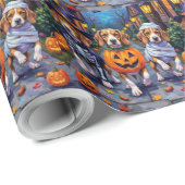 Beagle Dogs Trick-or-Treating in Halloween kostuum Cadeaupapier (Rol Hoek)
