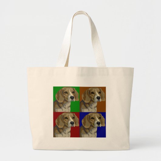 Beagle Donkerkleurenkollage Grote Tote Bag (Voorkant)