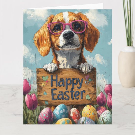 Beagle Easter Eggs Kaart (Voorkant)