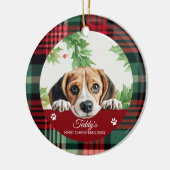 Beagle eerste kerstmis persoonlijk gemaakt keramisch ornament (Links)