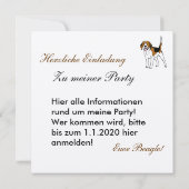 Beagle EINLADUNG Kaart (Achterkant)