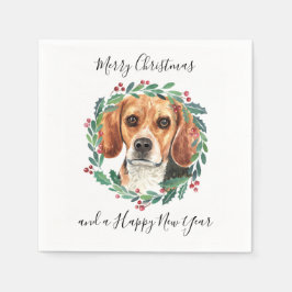 Beagle Elegant Hond Vrolijk Kerstfeest Servet
