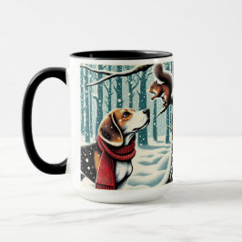 Beagle en eekhoorn Christmas Coffee Mok Cup