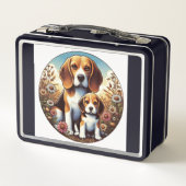 Beagle en puppy, (Achterkant)