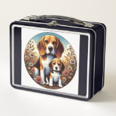 Beagle en puppy, (Voorkant)