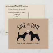 Beagle en Wheaten Wedding Bewaar de datum Aankondigingskaart (Voorkant / Achterkant)