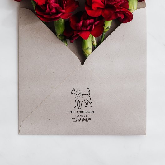 Beagle familienaam retouradres rubberstempel