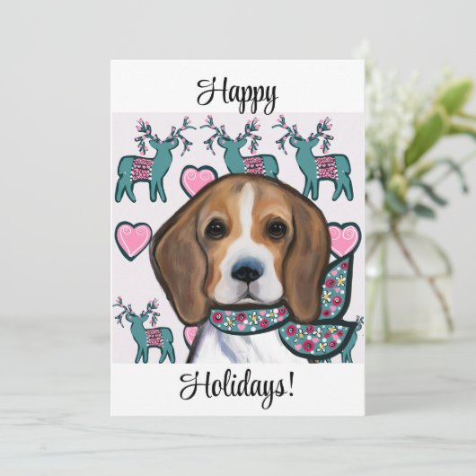 Beagle Feestdagenkaart (Staand voorkant)