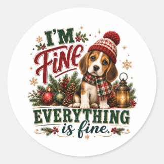Beagle Fijn Alles Is Fijn Ronde Sticker