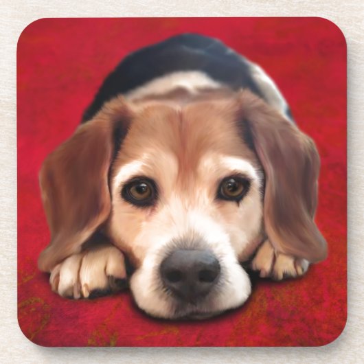 Beagle Fine Art Dog Art Painting Drankjes Onderzetter (Voorkant)