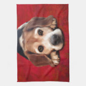 Beagle Fine Art Dog Art Painting Theedoek (Verticaal)
