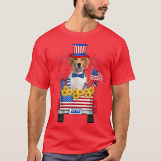 Beagle Fireworks Sunflower America Dog 4 juli T-shirt