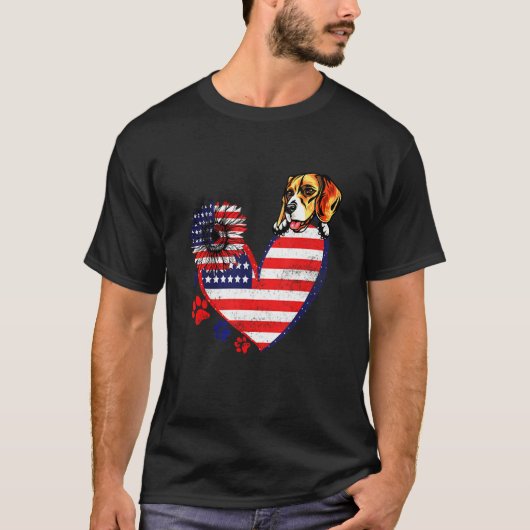 Beagle Flag Sunflower Dog T-shirt (Voorkant)