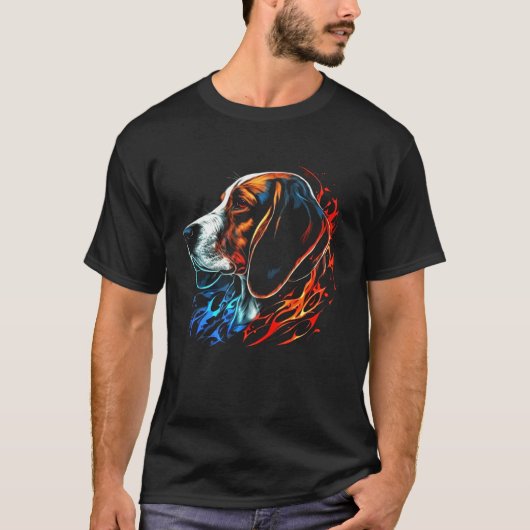Beagle Flames Cute Dog T-shirt (Voorkant)
