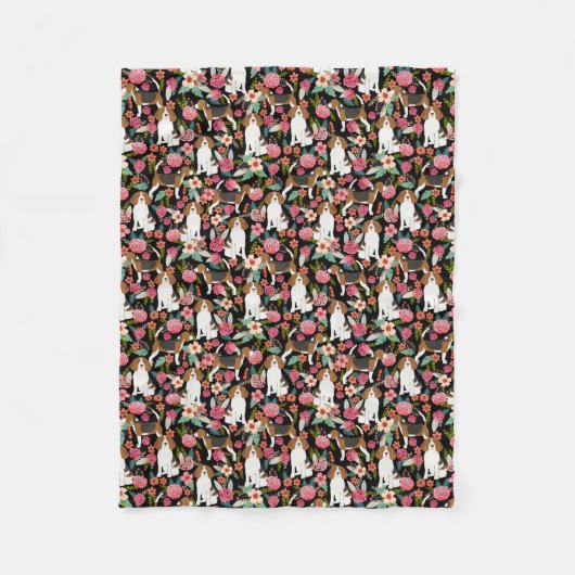 Beagle Floral Design beagle Fleece Deken (Voorkant)