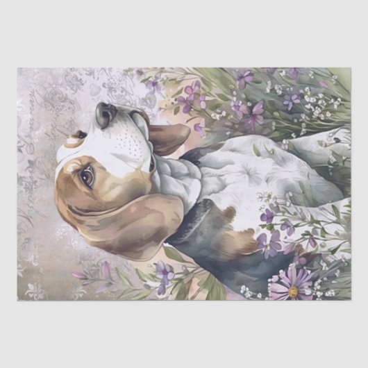 Beagle Floral Dog Tissuepapier (Voorkant)
