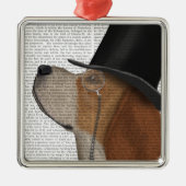 Beagle, formeel jachthond en hoed metalen ornament (Voorkant)