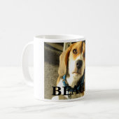 Beagle foto met naam koffiemok (Voorkant links)