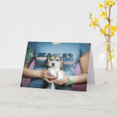 Beagle Freedom Pup op T-shirt Kaart (Gele Bloem)
