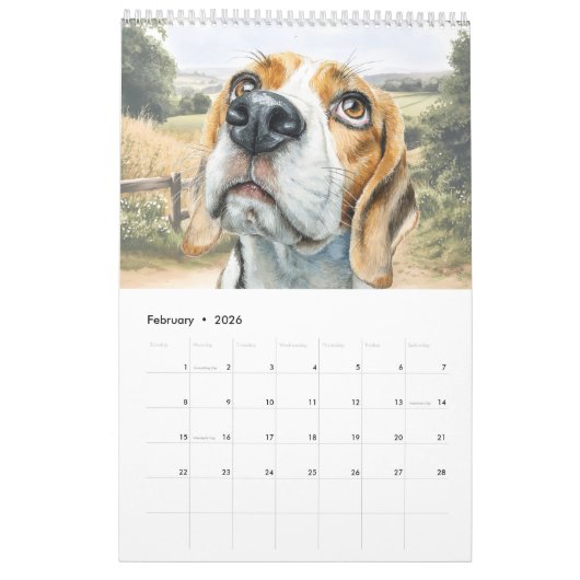Beagle Funny Cartoon Dog Kalender (Feb 2026)