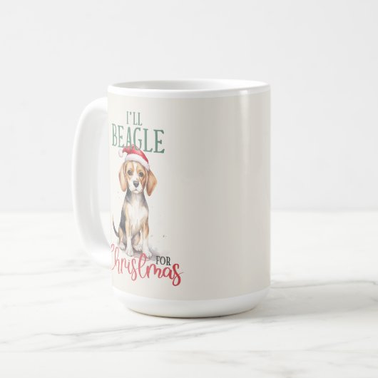 Beagle Funny Dog Pun Christmas Coffee Mok (Voorkant links)