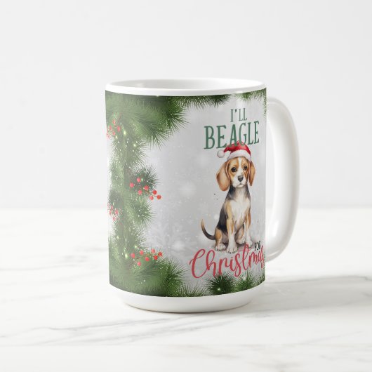 Beagle Funny Dog Pun Christmas Coffee Mok (Voorkant rechts)